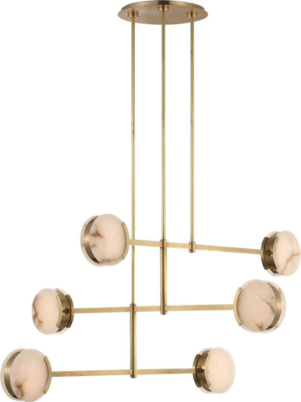 Melange 54" Multi-Positional Chandelier | Antique-Burnished Brass | Alabaster