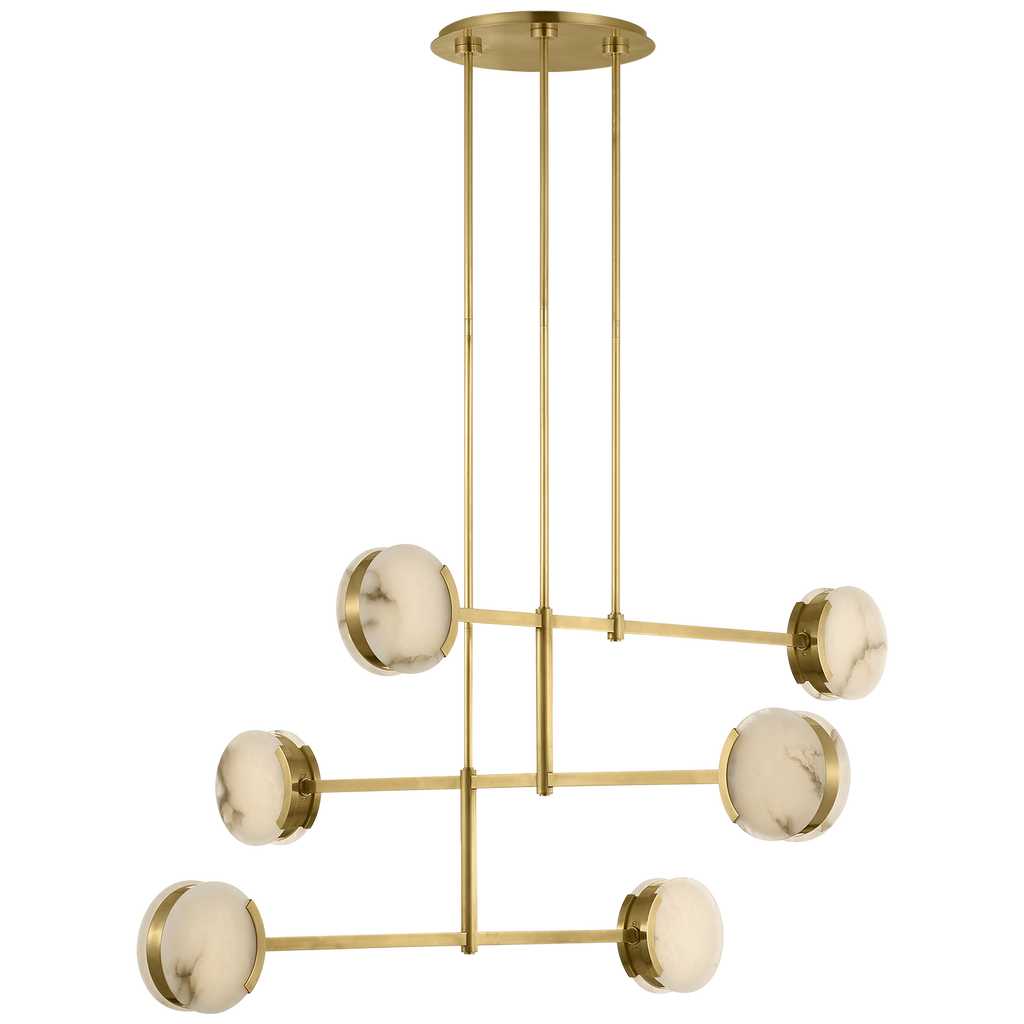 Melange 54" Multi-Positional Chandelier | Antique-Burnished Brass | Alabaster