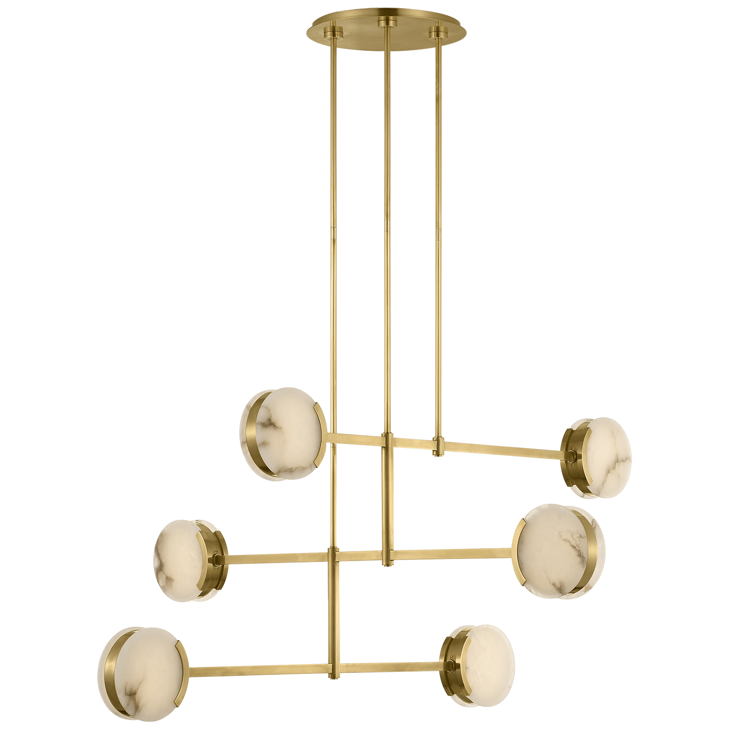 Melange 54" Multi-Positional Chandelier | Antique-Burnished Brass | Alabaster