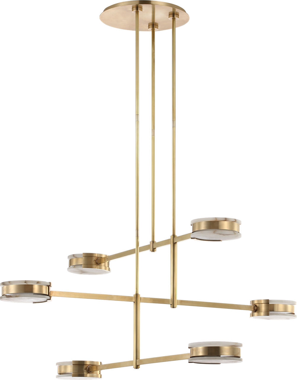 Melange 54" Multi-Positional Chandelier | Antique-Burnished Brass | Alabaster