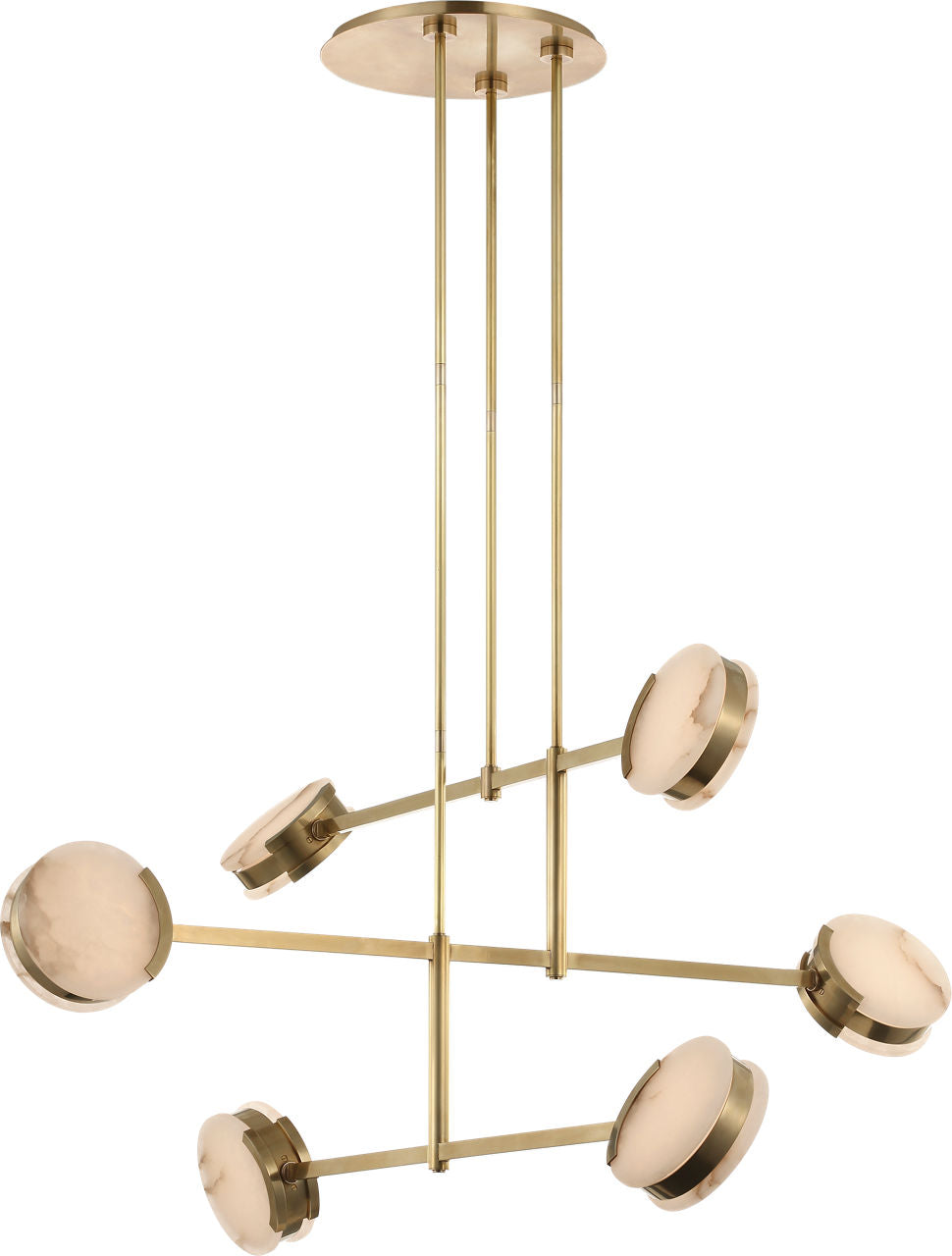 Melange 54" Multi-Positional Chandelier | Antique-Burnished Brass | Alabaster