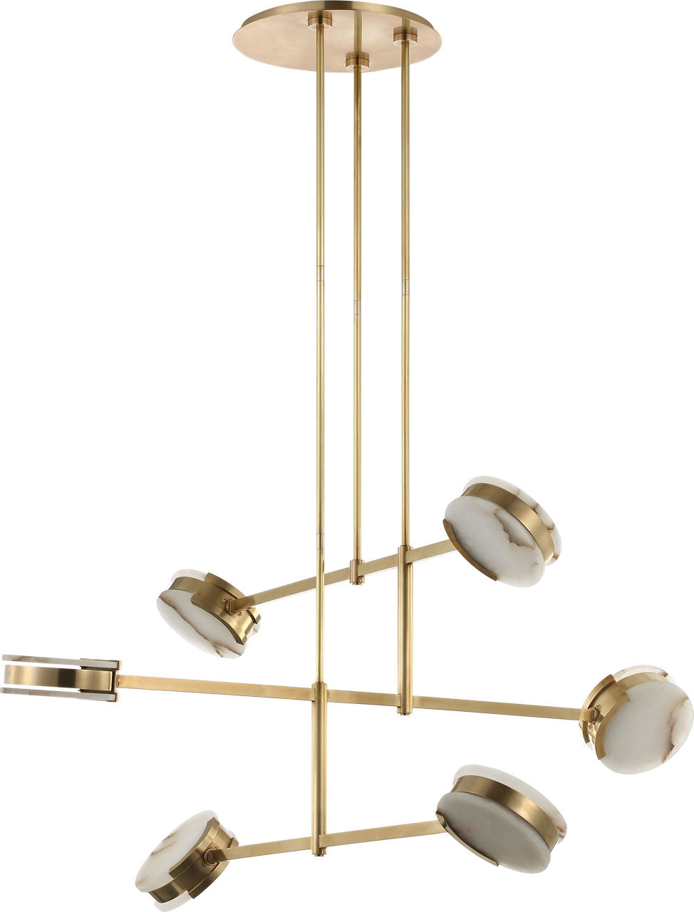 Melange 54" Multi-Positional Chandelier | Antique-Burnished Brass | Alabaster