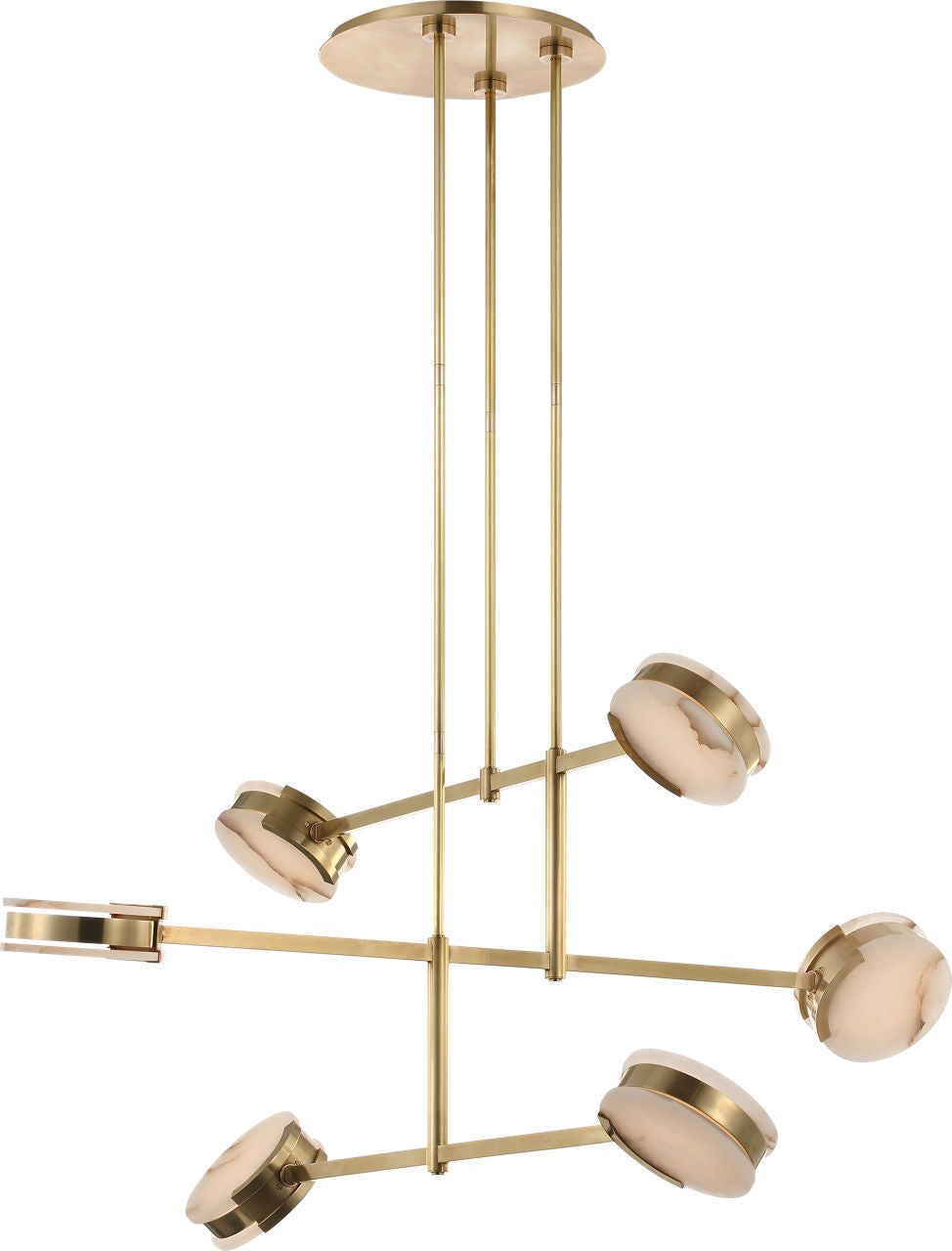 Melange 54" Multi-Positional Chandelier | Antique-Burnished Brass | Alabaster