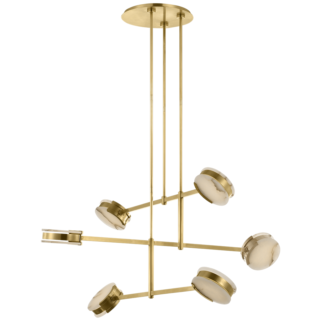 Melange 54" Multi-Positional Chandelier | Antique-Burnished Brass | Alabaster
