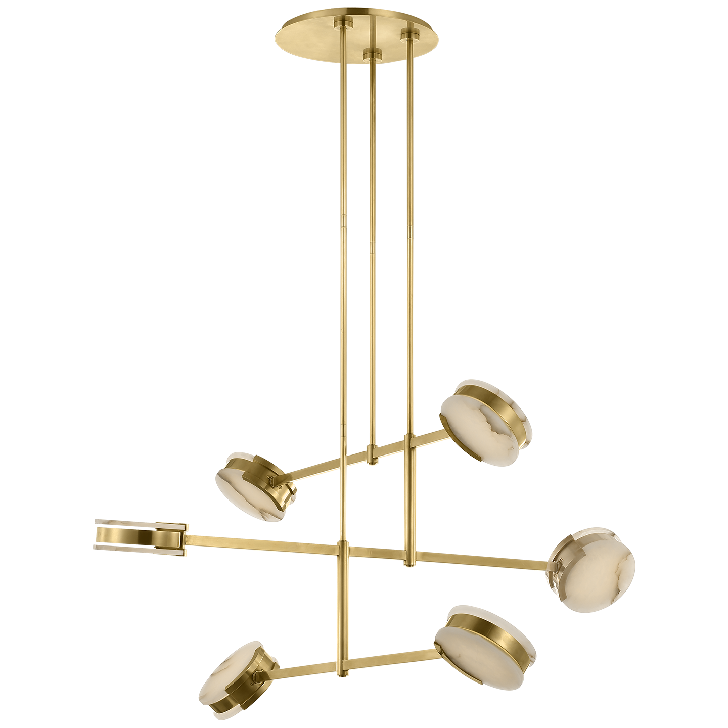 Melange 54" Multi-Positional Chandelier | Antique-Burnished Brass | Alabaster