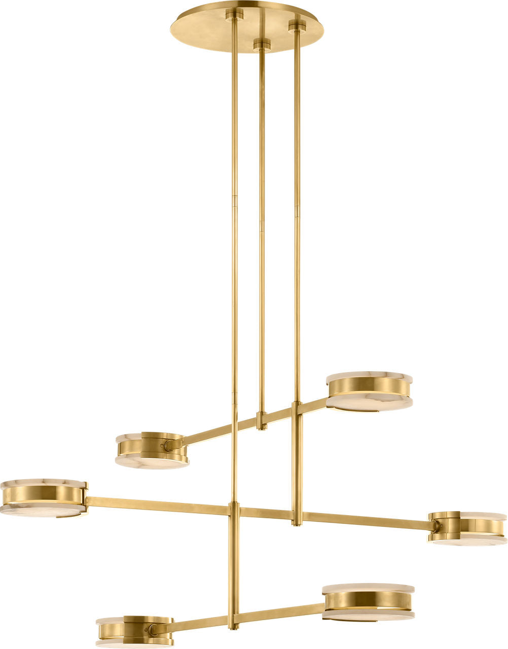 Melange 54" Multi-Positional Chandelier | Antique-Burnished Brass | Alabaster