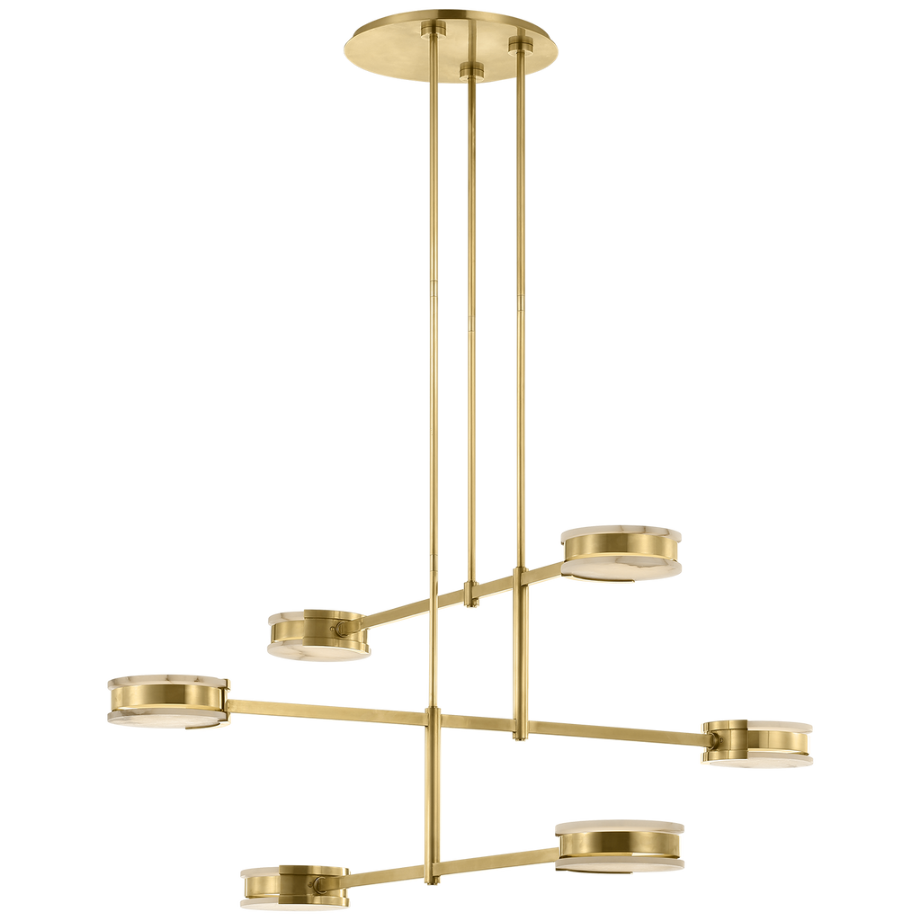 Melange 54" Multi-Positional Chandelier | Antique-Burnished Brass | Alabaster