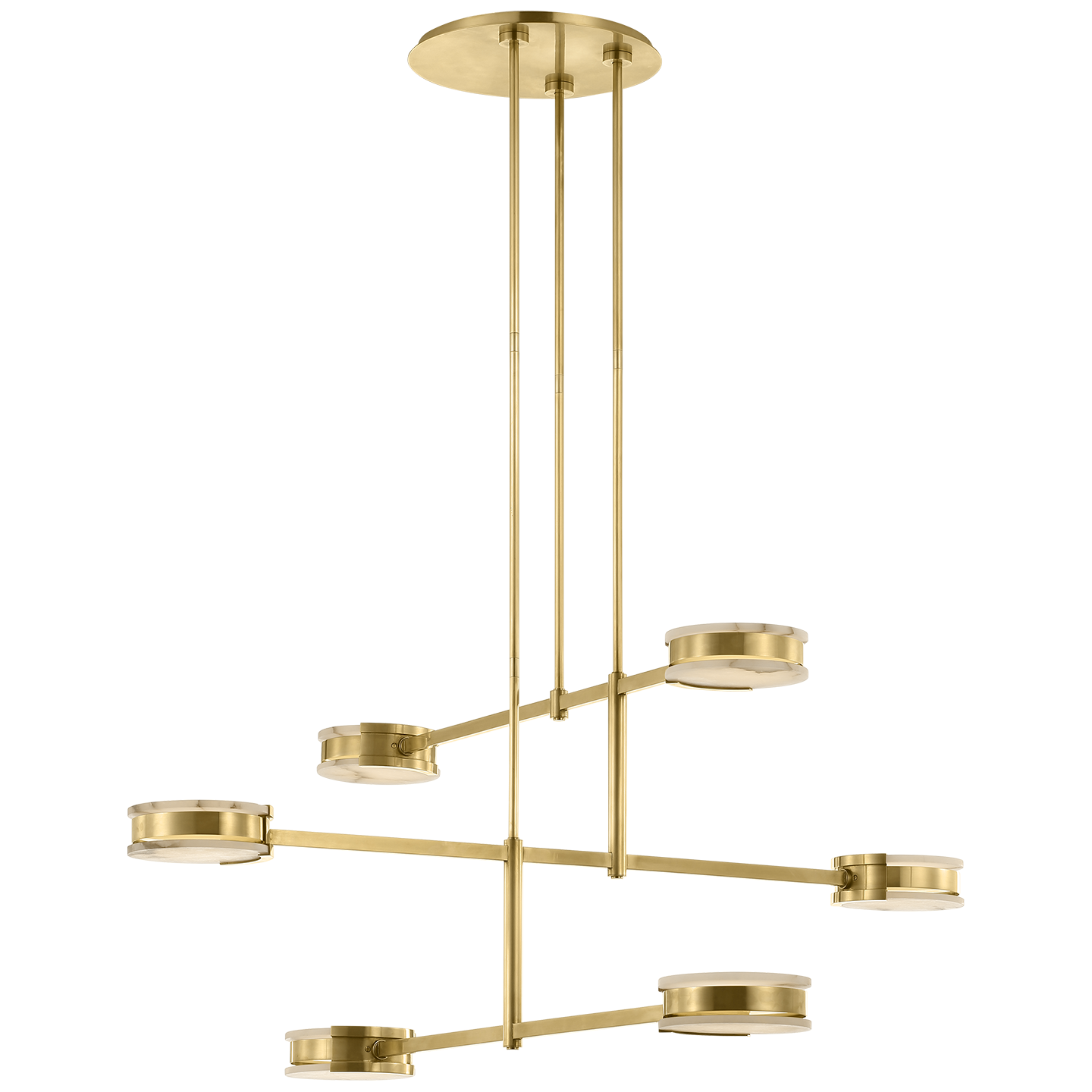 Melange 54" Multi-Positional Chandelier | Antique-Burnished Brass | Alabaster