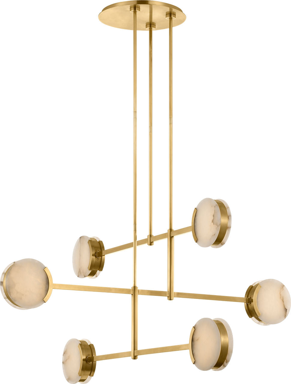Melange 54" Multi-Positional Chandelier | Antique-Burnished Brass | Alabaster