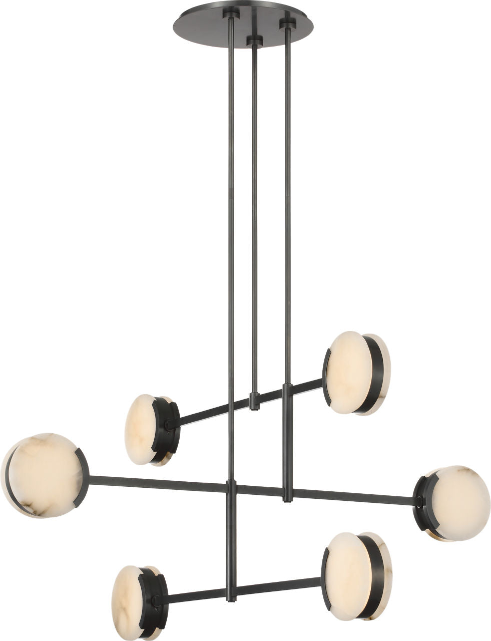 Melange 54" Multi-Positional Chandelier | Bronze | Alabaster