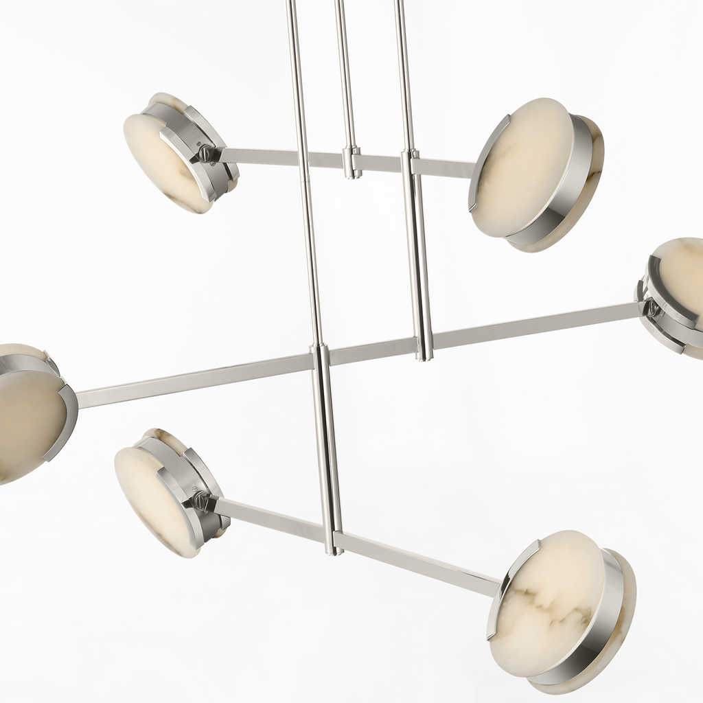 Melange 54" Multi-Positional Chandelier | Polished Nickel | Alabaster