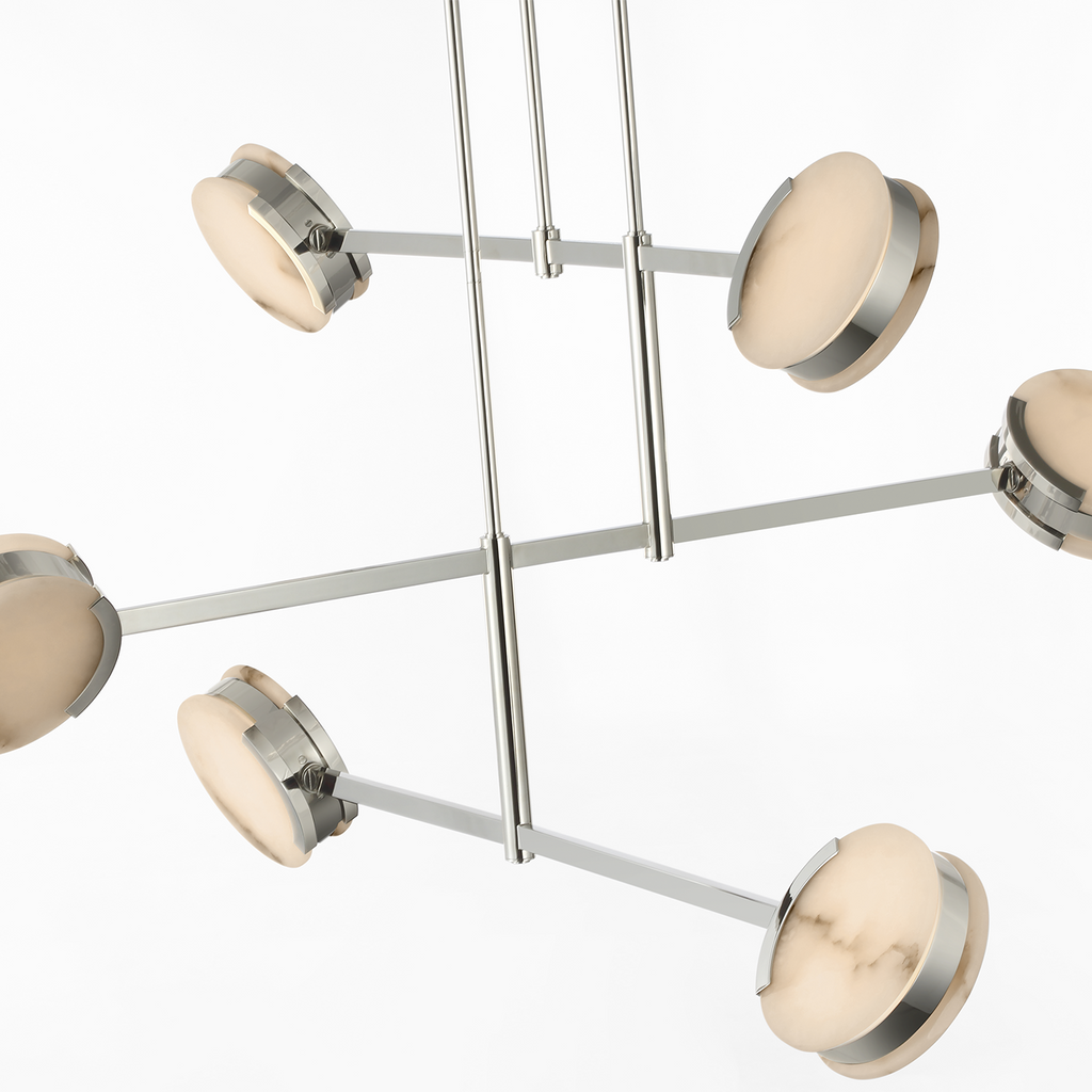 Melange 54" Multi-Positional Chandelier | Polished Nickel | Alabaster