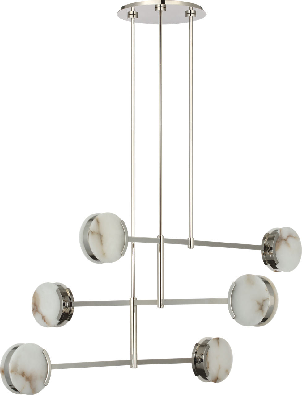 Melange 54" Multi-Positional Chandelier | Polished Nickel | Alabaster