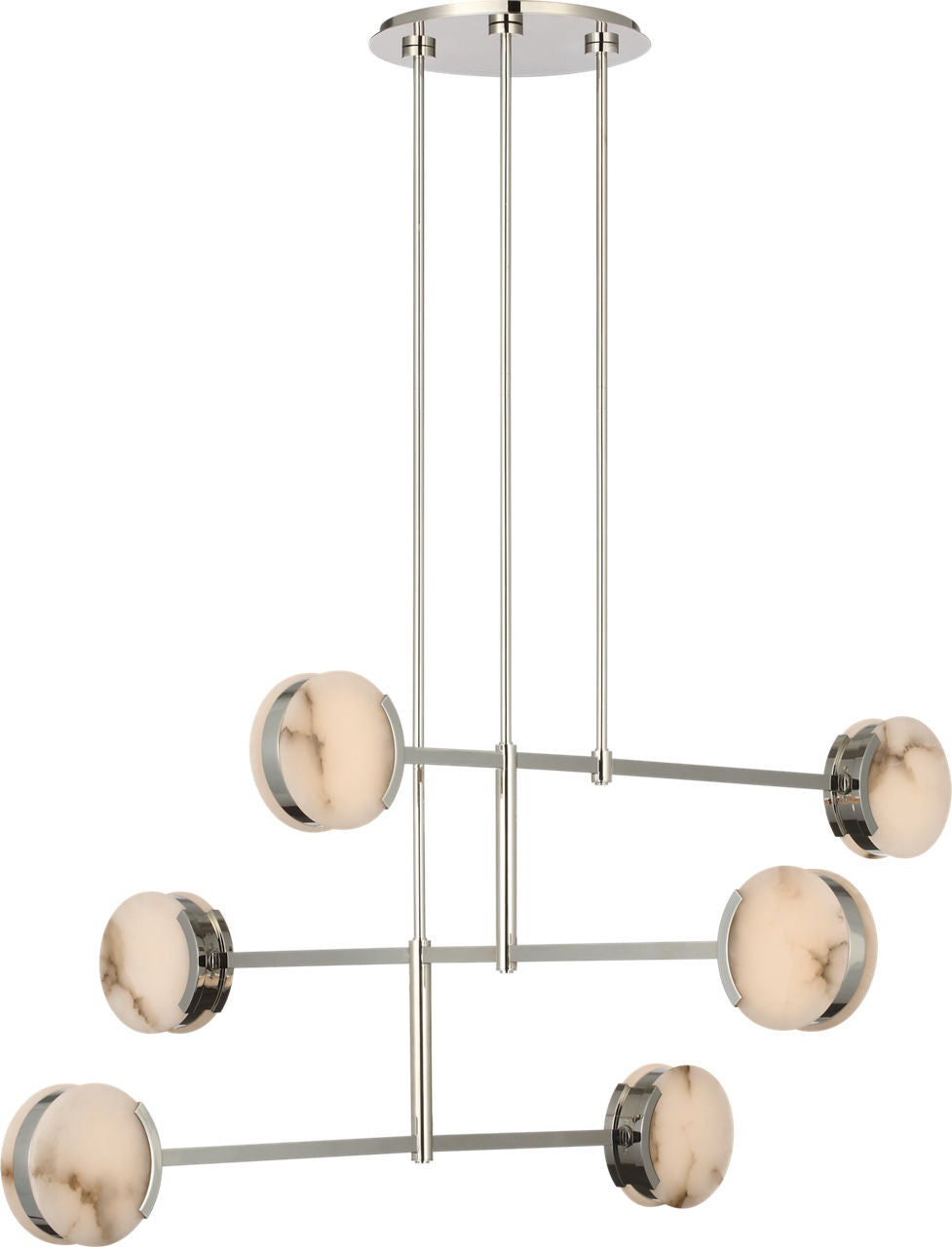 Melange 54" Multi-Positional Chandelier | Polished Nickel | Alabaster