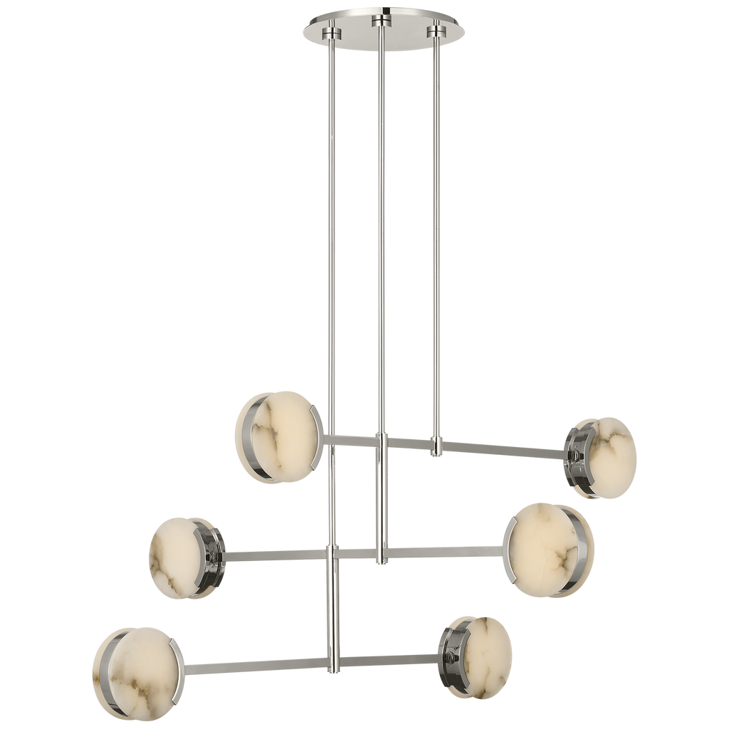 Melange 54" Multi-Positional Chandelier | Polished Nickel | Alabaster