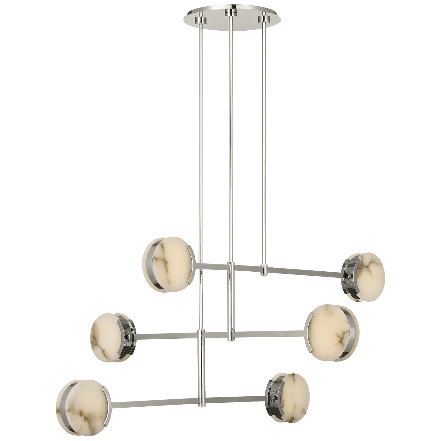 Melange 54" Multi-Positional Chandelier | Polished Nickel | Alabaster