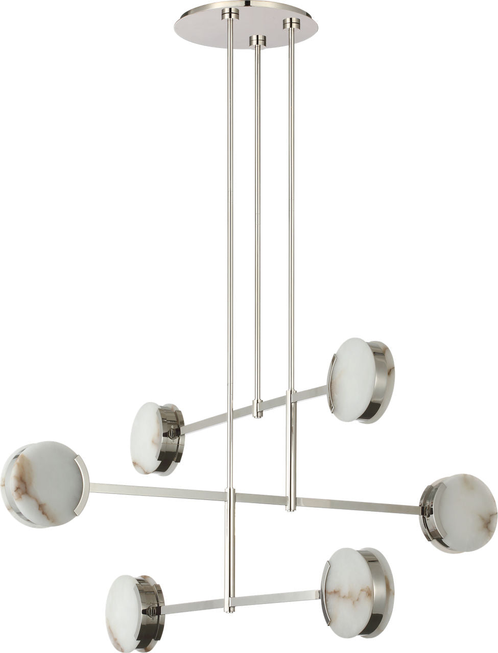 Melange 54" Multi-Positional Chandelier | Polished Nickel | Alabaster