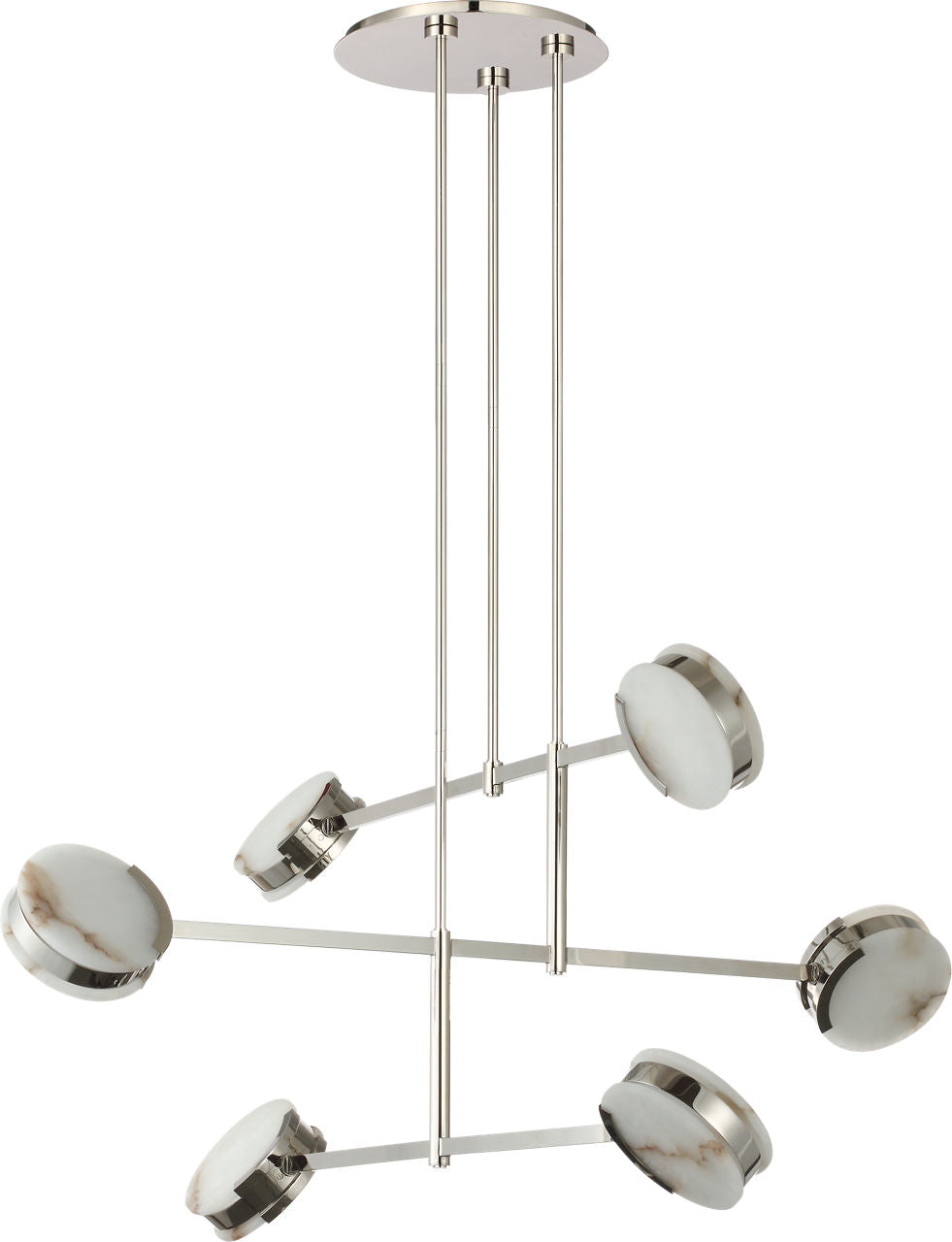 Melange 54" Multi-Positional Chandelier | Polished Nickel | Alabaster