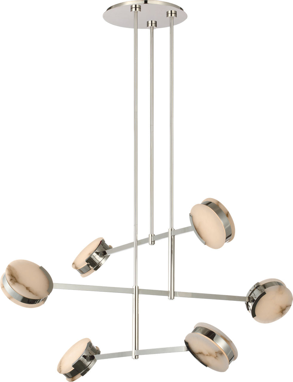 Melange 54" Multi-Positional Chandelier | Polished Nickel | Alabaster