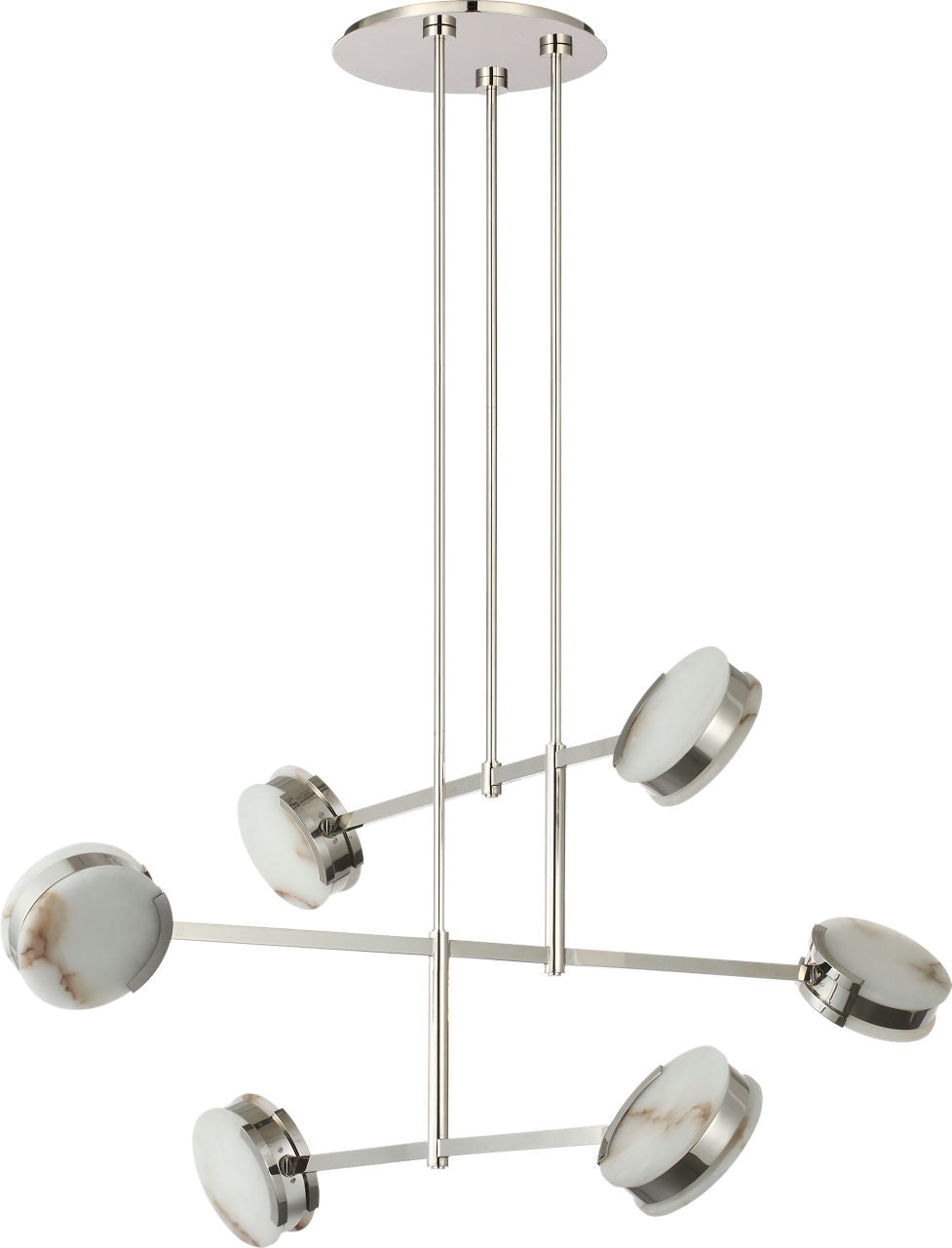 Melange 54" Multi-Positional Chandelier | Polished Nickel | Alabaster