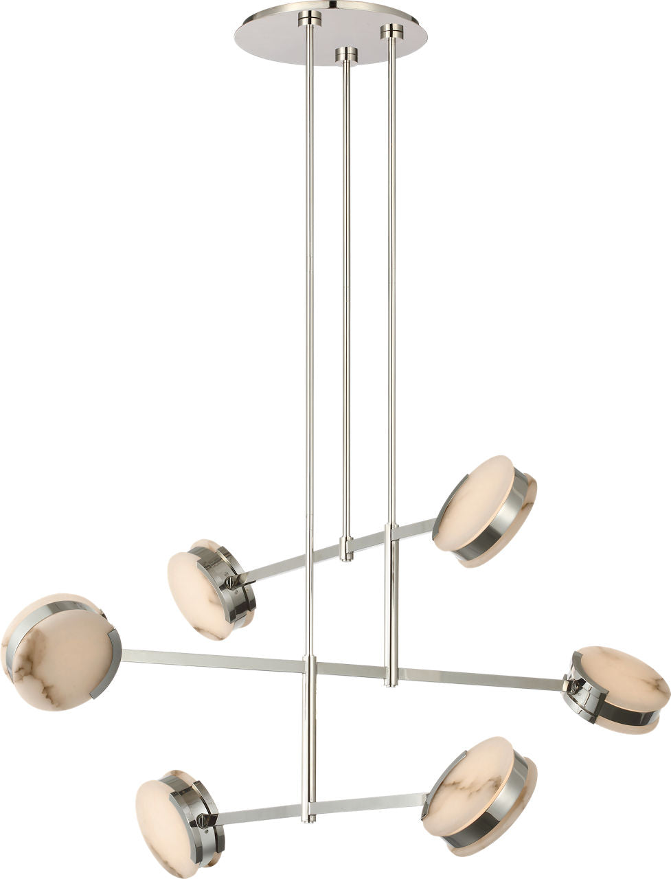 Melange 54" Multi-Positional Chandelier | Polished Nickel | Alabaster