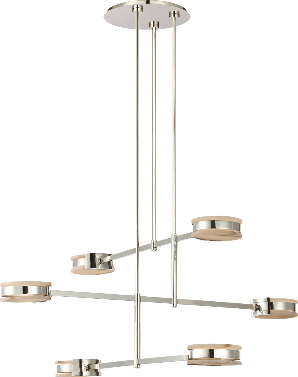 Melange 54" Multi-Positional Chandelier | Polished Nickel | Alabaster