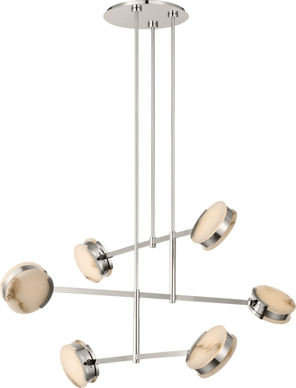 Melange 54" Multi-Positional Chandelier | Polished Nickel | Alabaster