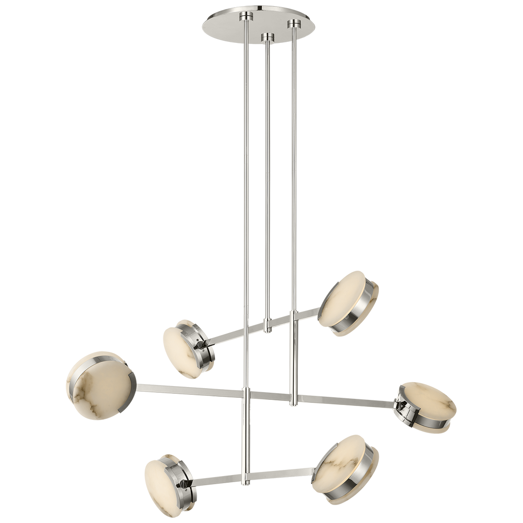 Melange 54" Multi-Positional Chandelier | Polished Nickel | Alabaster