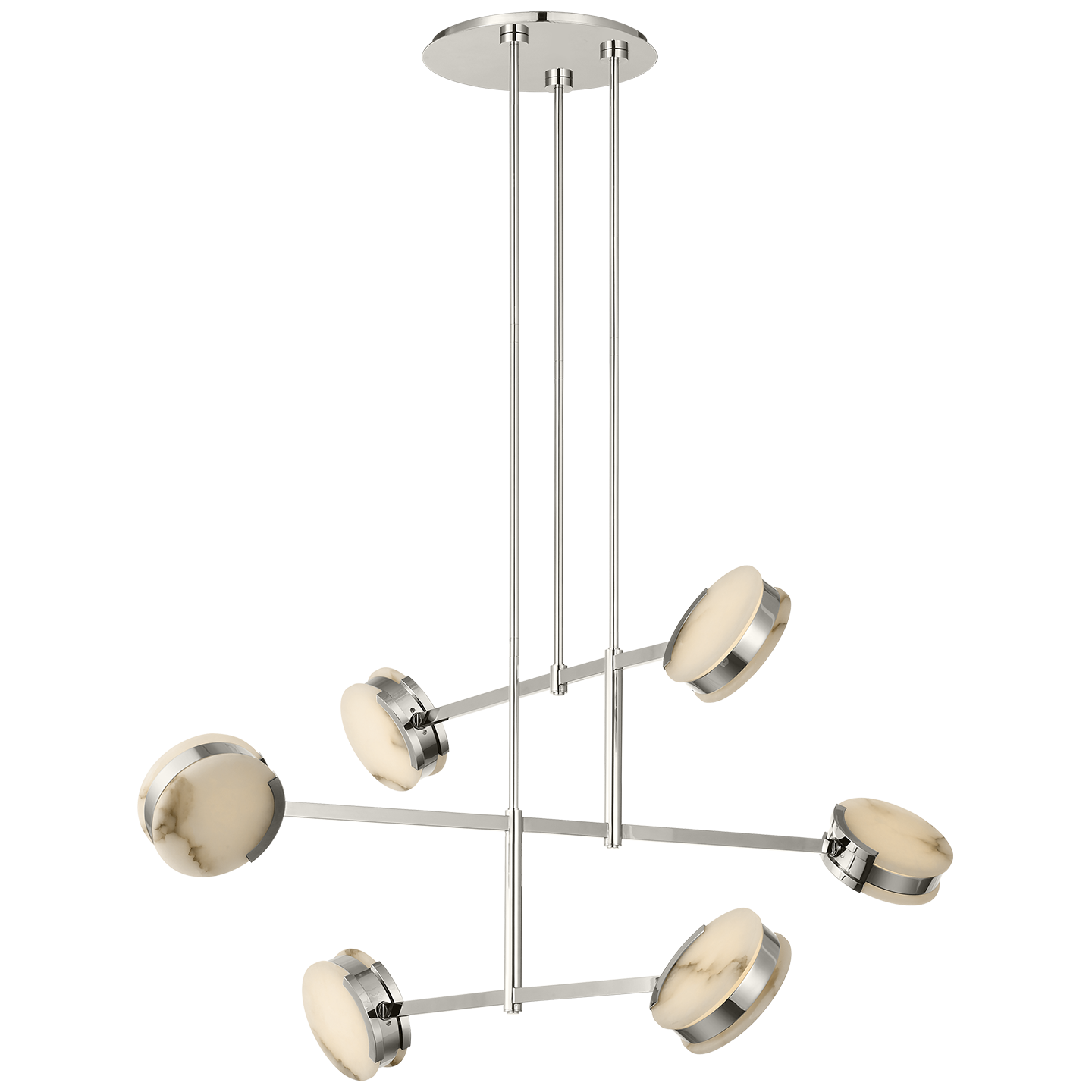 Melange 54" Multi-Positional Chandelier | Polished Nickel | Alabaster