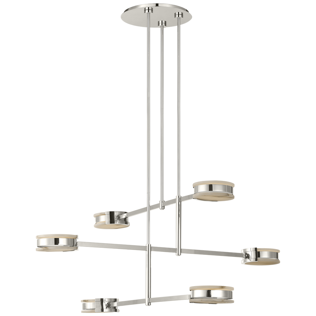 Melange 54" Multi-Positional Chandelier | Polished Nickel | Alabaster