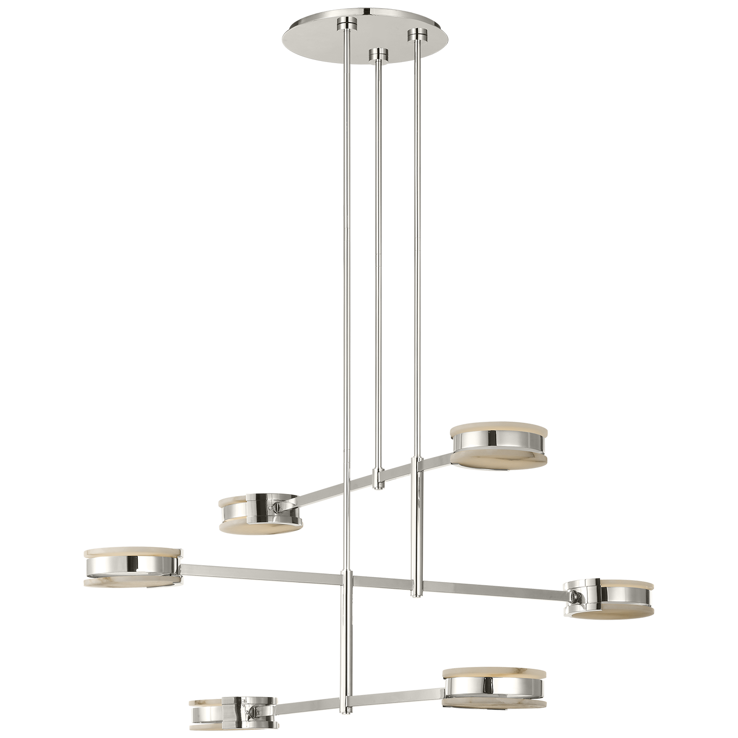 Melange 54" Multi-Positional Chandelier | Polished Nickel | Alabaster