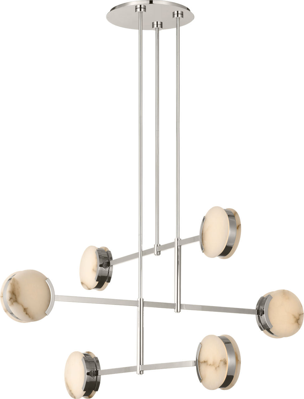 Melange 54" Multi-Positional Chandelier | Polished Nickel | Alabaster