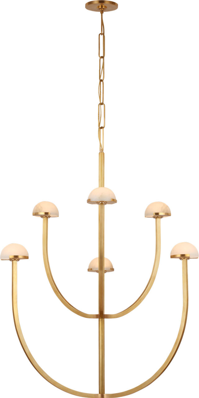 Pedra Large Two-Tier Chandelier | Antique-Burnished Brass | Alabaster