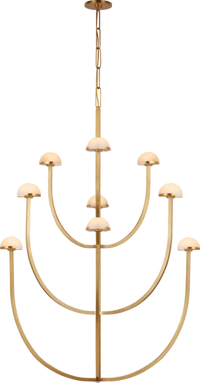 Pedra X-Large Three-Tier Chandelier | Antique-Burnished Brass | Alabaster