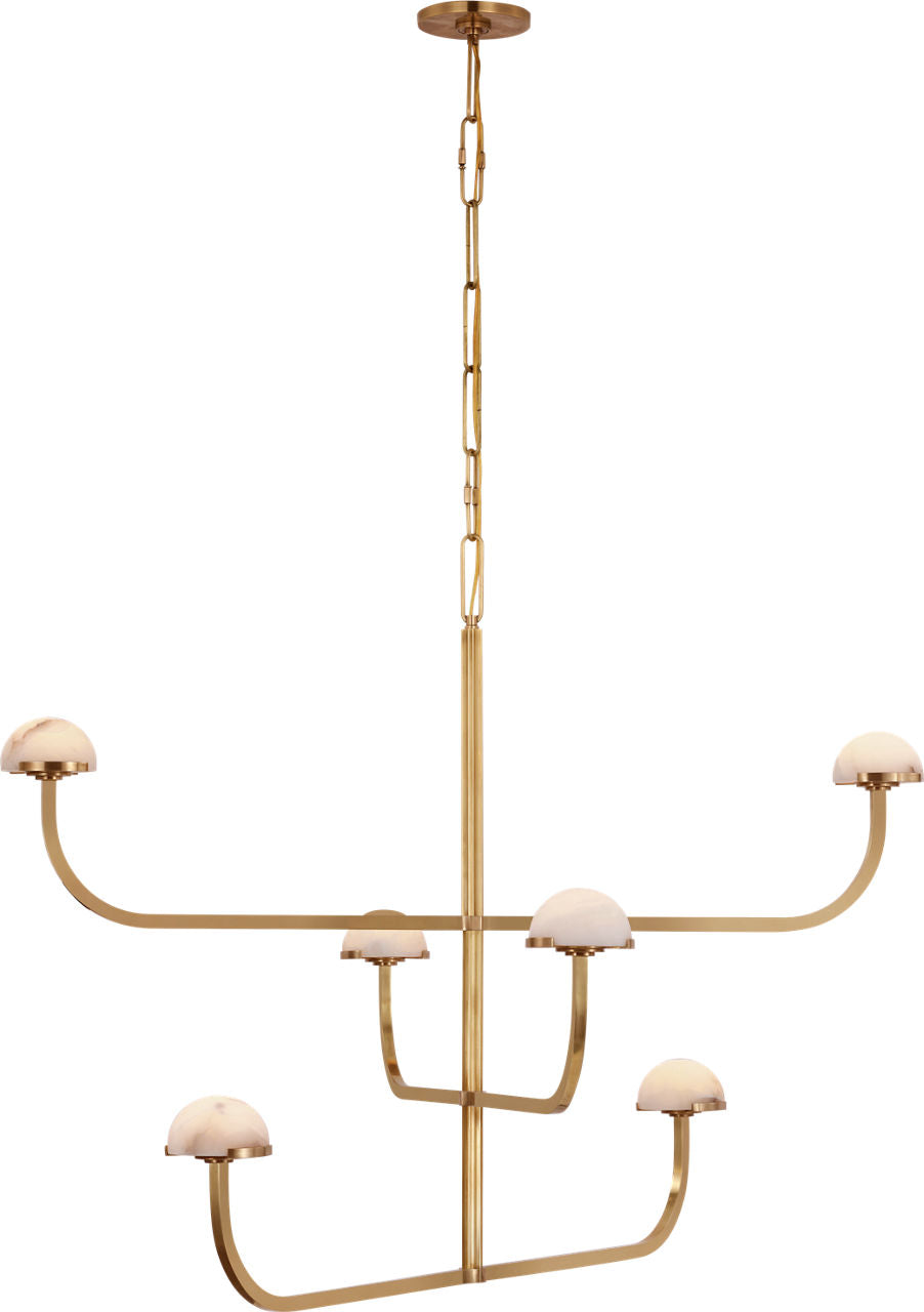 Pedra Three Tier Shallow Chandelier | Antique-Burnished Brass | Alabaster