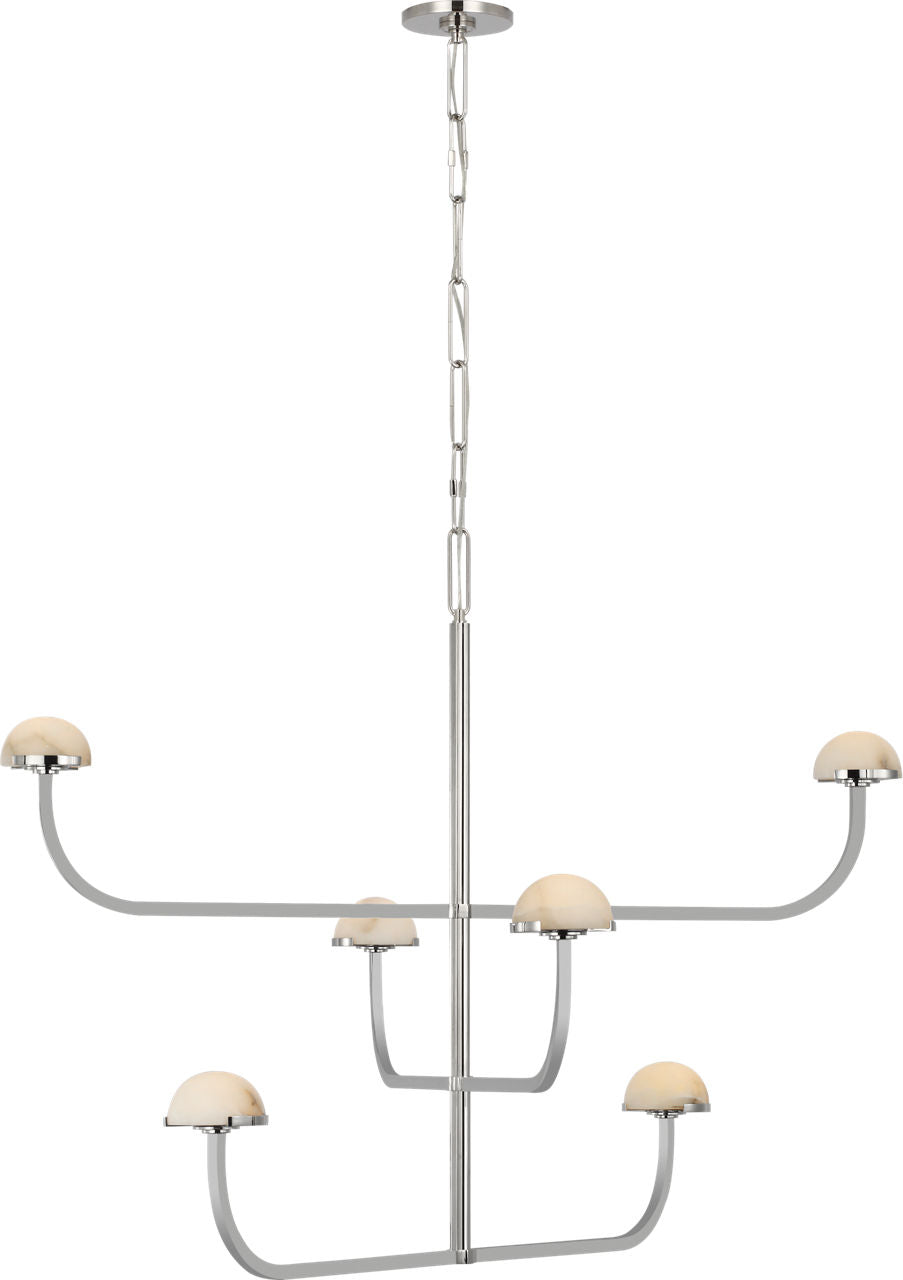 Pedra Three Tier Shallow Chandelier | Polished Nickel | Alabaster
