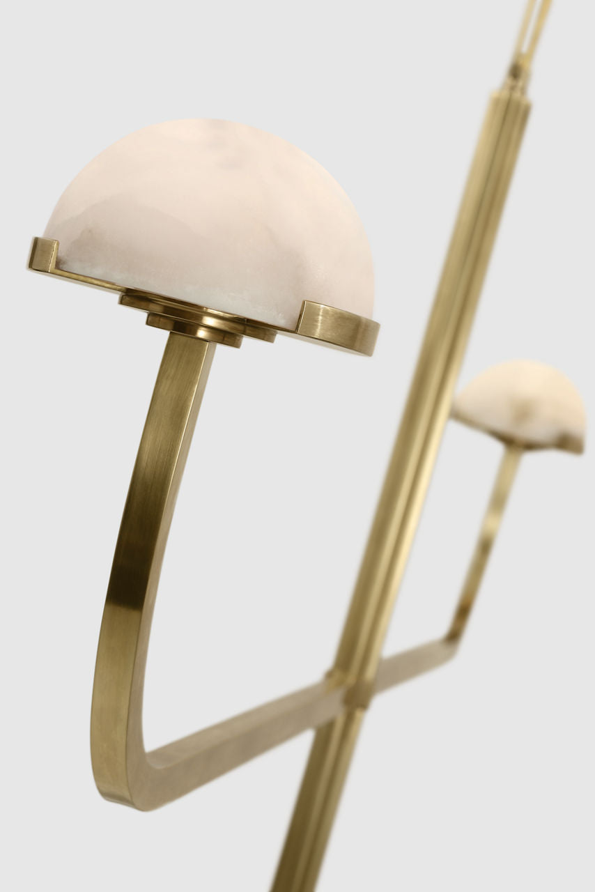 Pedra Two Tier Shallow Chandelier | Antique-Burnished Brass | Alabaster