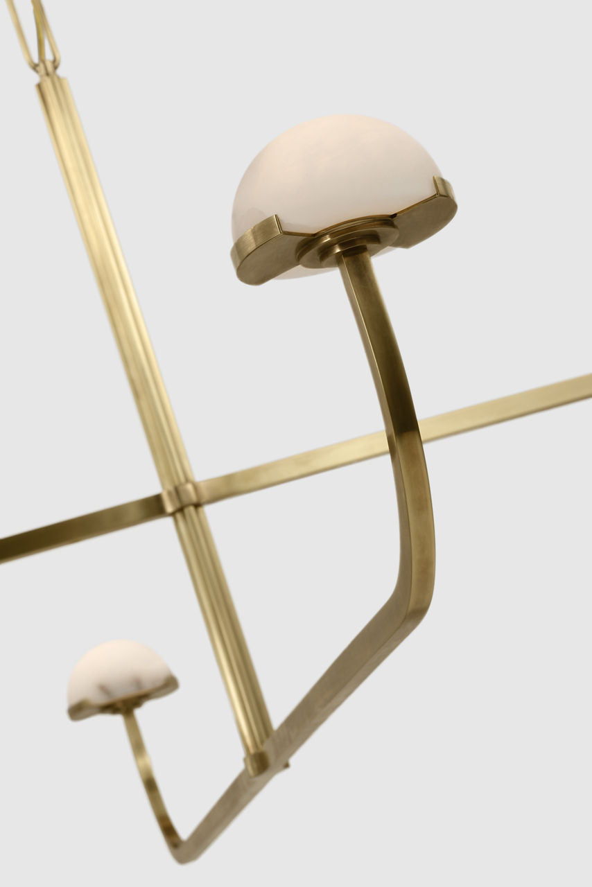 Pedra Two Tier Shallow Chandelier | Antique-Burnished Brass | Alabaster