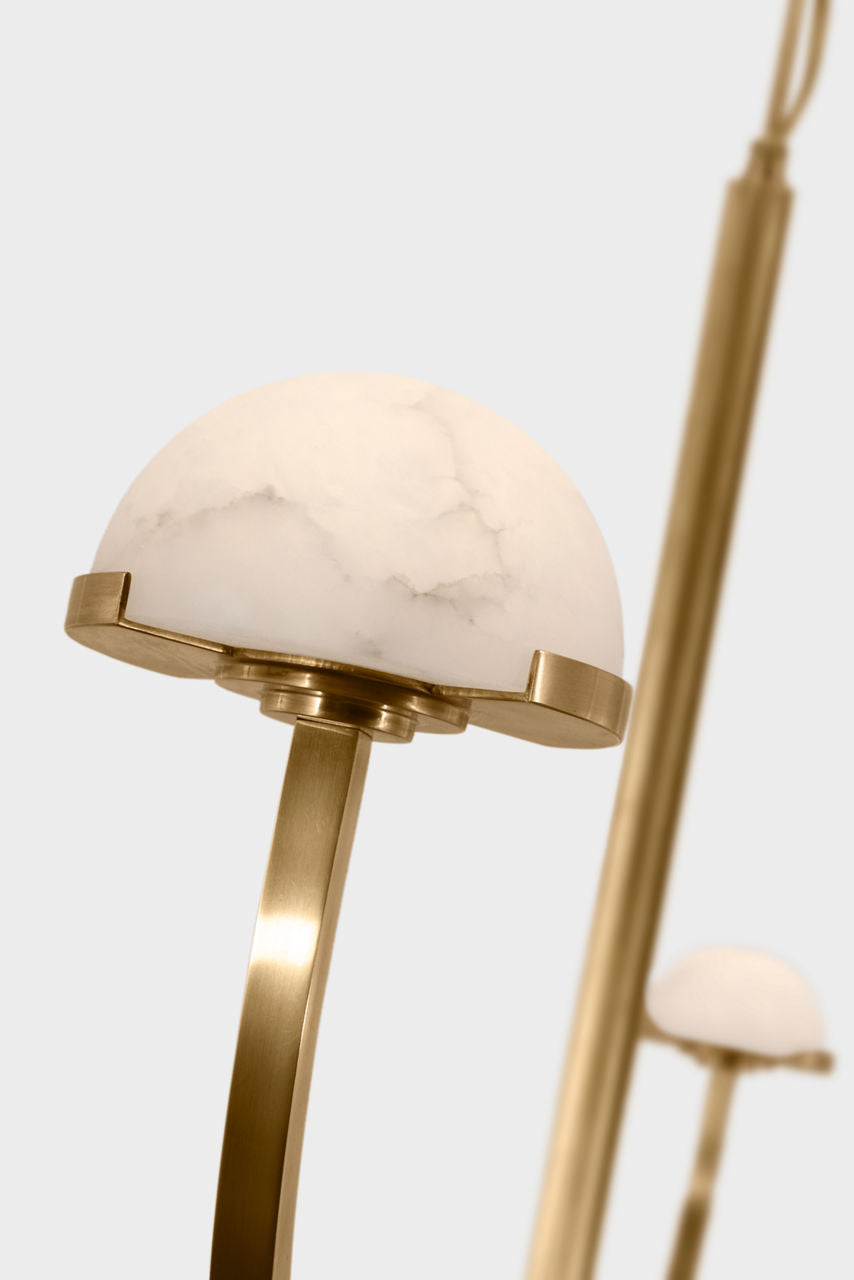 Pedra 56" Linear Chandelier | Antique-Burnished Brass | Alabaster