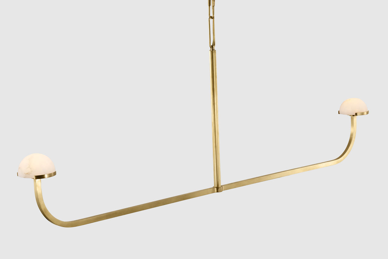 Pedra 56" Linear Chandelier | Antique-Burnished Brass | Alabaster