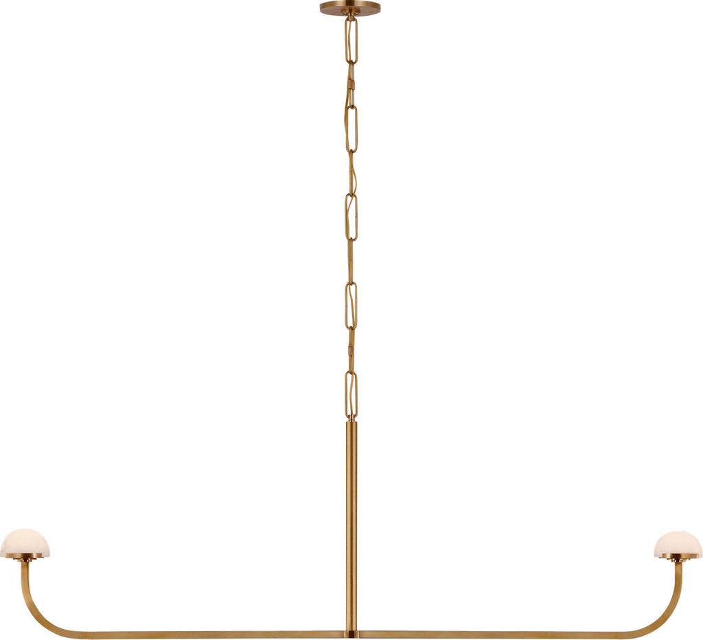 Pedra 56" Linear Chandelier | Antique-Burnished Brass | Alabaster