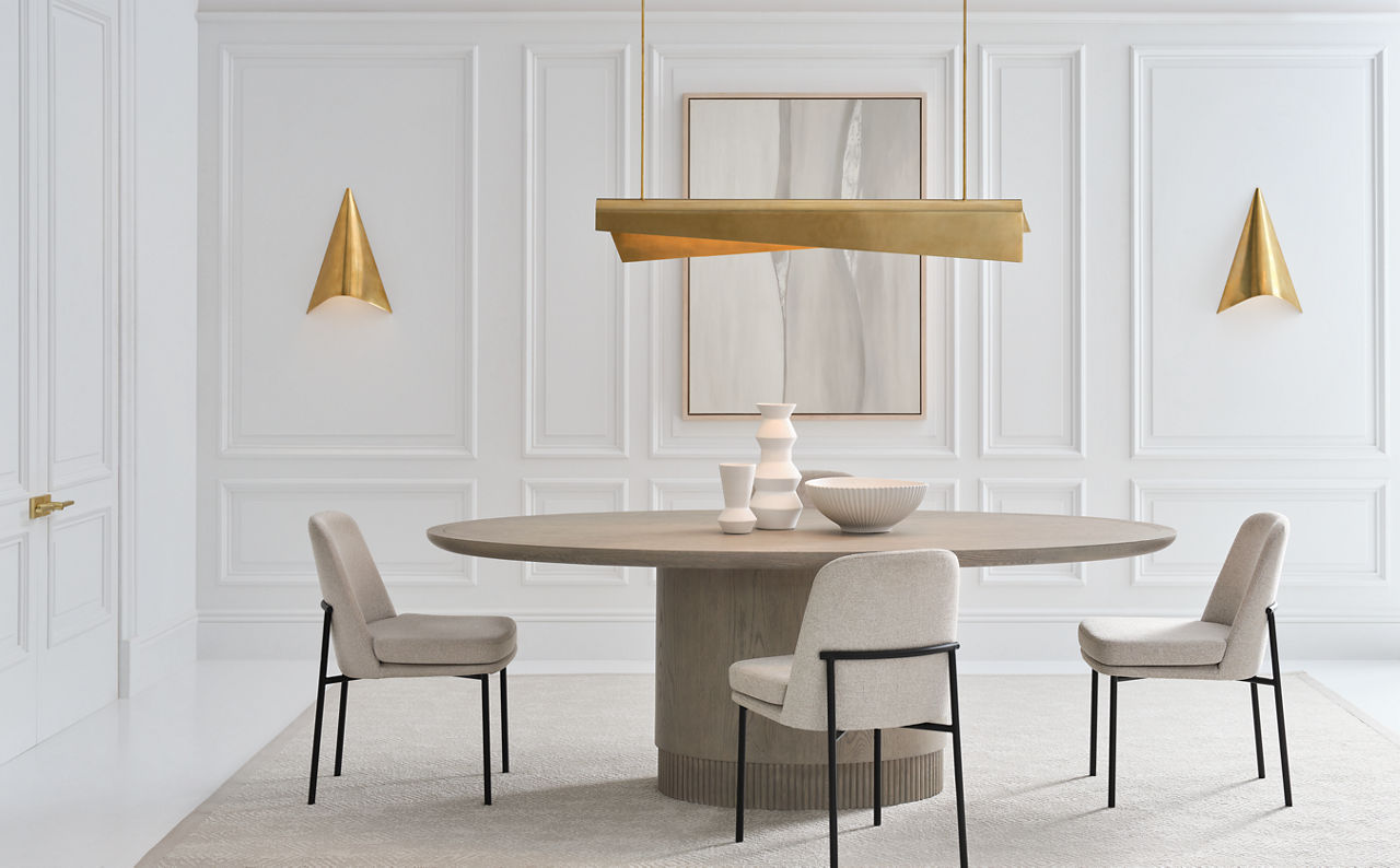 Piel 48" Linear Pendant | Antique-Burnished Brass