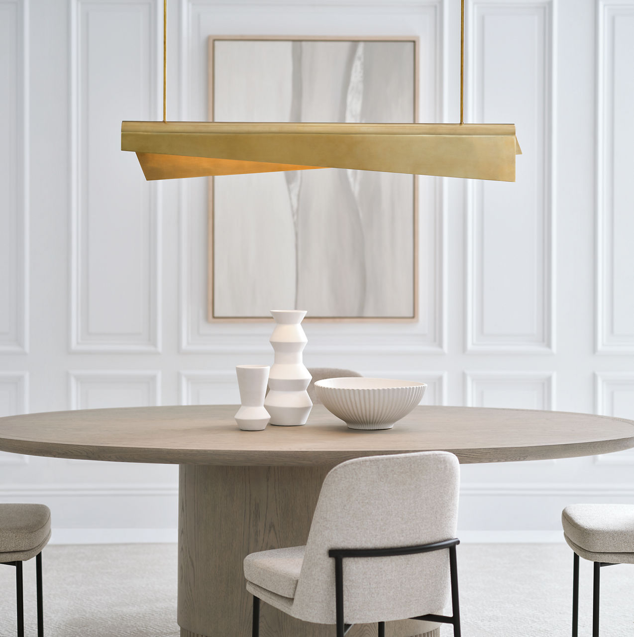 Piel 48" Linear Pendant | Antique-Burnished Brass