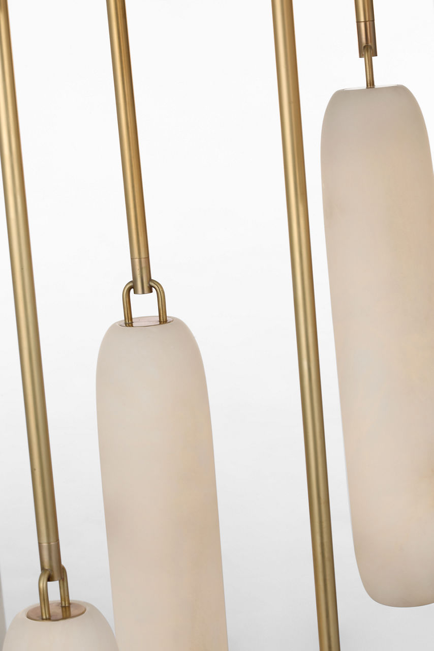 Formosa 7-Light Pendant | Antique-Burnished Brass | Alabaster