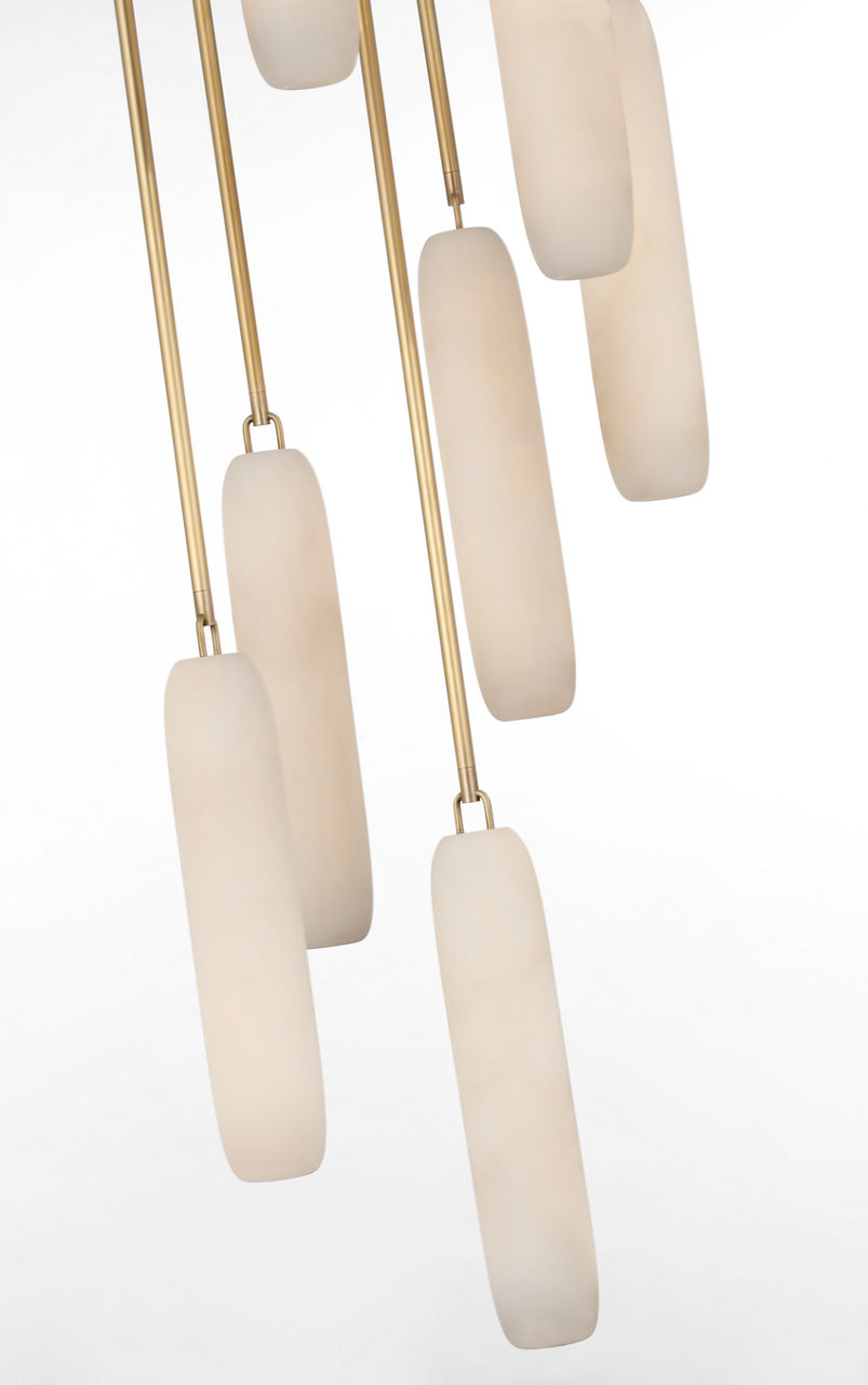 Formosa 7-Light Pendant | Antique-Burnished Brass | Alabaster