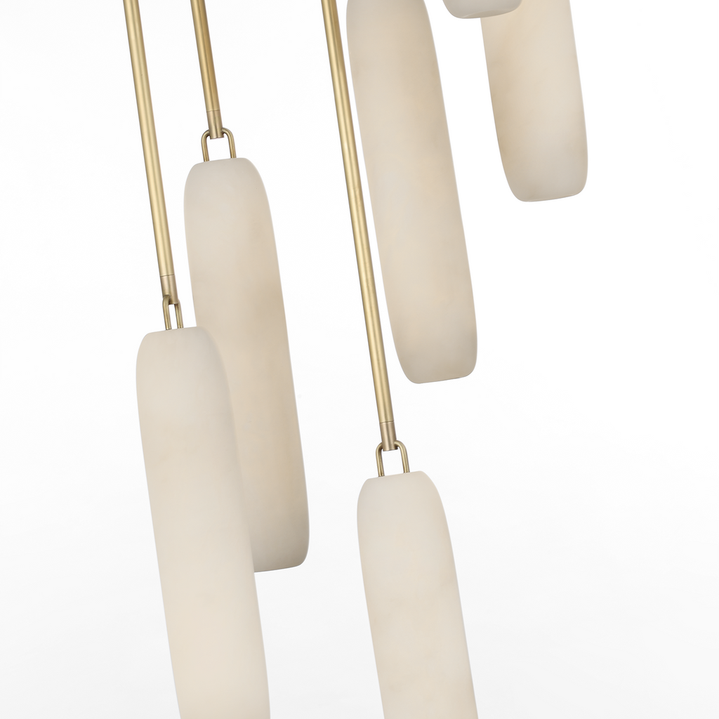 Formosa 7-Light Pendant | Antique-Burnished Brass | Alabaster