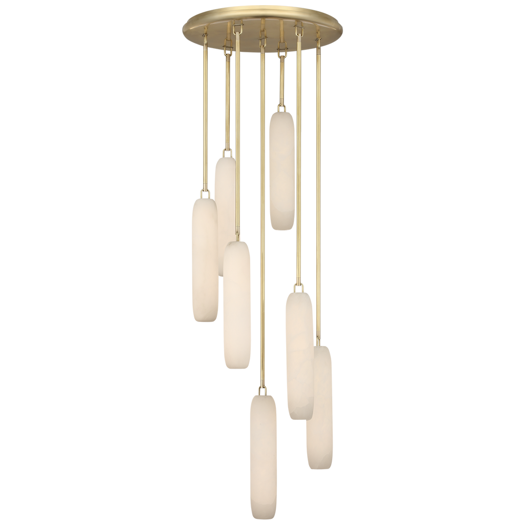 Formosa 7-Light Pendant | Antique-Burnished Brass | Alabaster