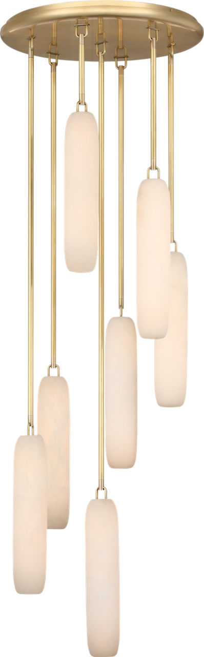 Formosa 7-Light Pendant | Antique-Burnished Brass | Alabaster
