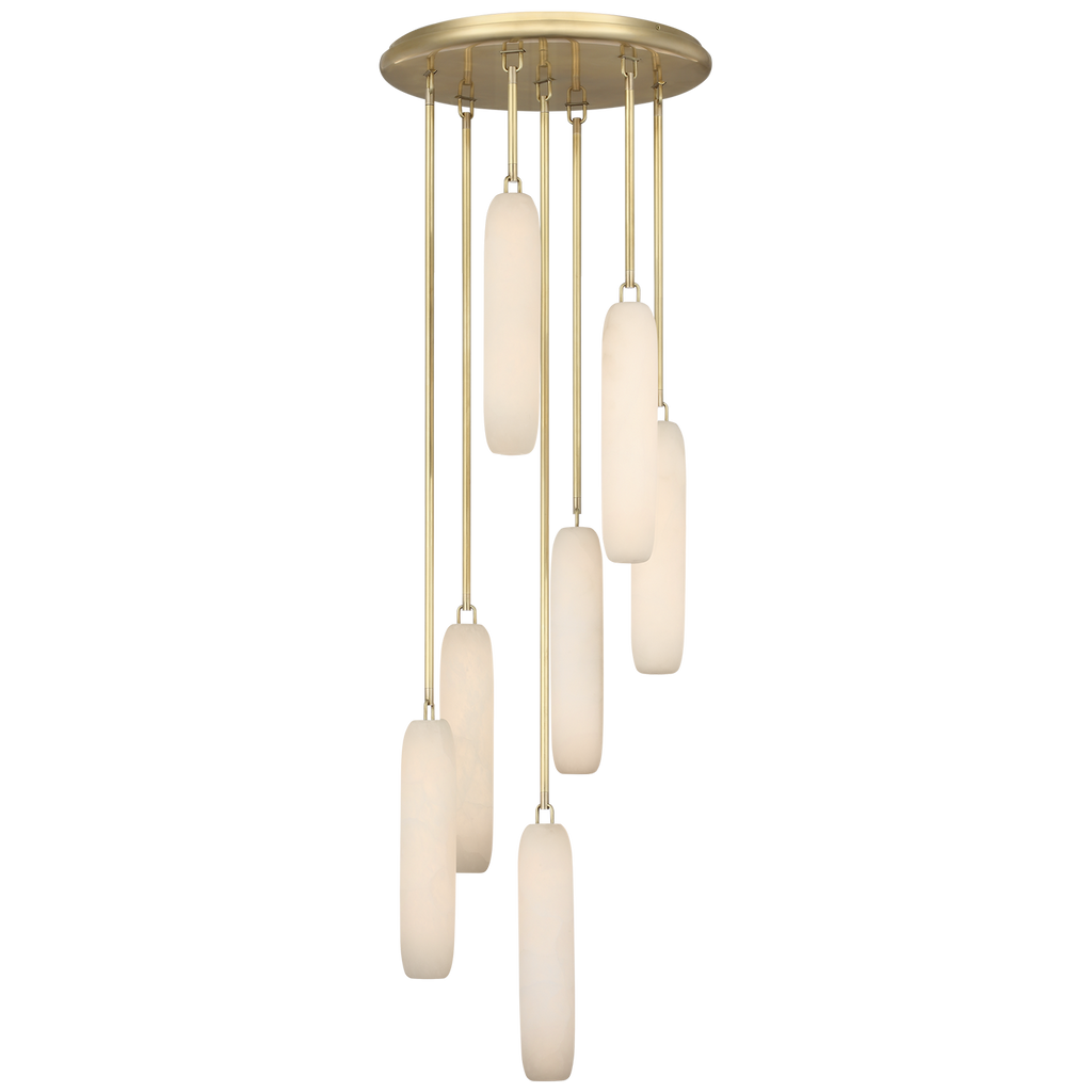 Formosa 7-Light Pendant | Antique-Burnished Brass | Alabaster