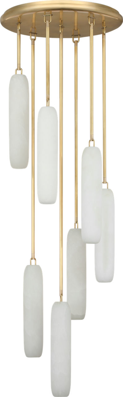 Formosa 7-Light Pendant | Antique-Burnished Brass | Alabaster